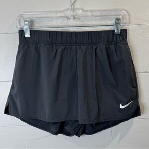 Nike Black Athletic Running Shorts with White Swoosh